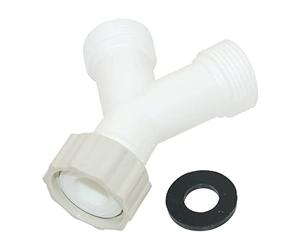 Adaptateur de tuyau de vidange en plastique blanc 3/4" pour lave-vaisselle Raccord 3 voies en Y pour machine à laver Raccord 3 voies 3/4" Y en plastique Pièce Y