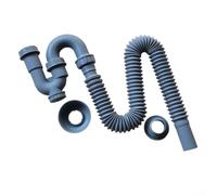 Adaptateur de tuyau d'évacuation extensible flexible pour évier et égout Système de siphon P 1,1 m Gris