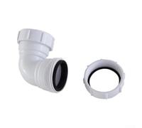 Adaptateur de tuyau en PVC 40 mm - Raccord coudé à 90° pour évacuation de baignoire, évier de cuisine et bac de douche - Raccord de plomberie blanc