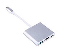 Adaptateur de Type C vers HDMI, Traitement de Puce numérique Haute Performance, Adaptateur 3 en 1 USB 3.1 Multiport numérique de Type C vers HDMI USB 3.0 avec Port de Charge du Chargeur