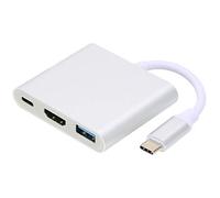 Adaptateur de type C vers USB, hub 3 en 1 de type C, ordinateur portable HD multimédia TV (argenté)