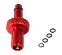 Adaptateur de valve à air en alliage d'aluminium pour vélo compatible avec | Comprend 1 adaptateur et 7 anneaux d'étanchéité. Disponible en noir ou rouge. Taille portable pour faciliter le transport