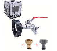 Adaptateur de vanne de sortie pour réservoir d'eau IBC 1/2 po, robinet avec bouchon de connecteur et raccord de tuyau pour accessoires d'arrosage de jardin et de pelouse pour le robinet du bac IBC Ens