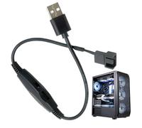 Adaptateur de ventilateur pour PC - Convertisseur PWM USB 3/4 broches, câble répartiteur PWM, pour ordinateur de bureau, système de refroidissement de voiture
