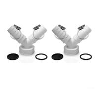 Adaptateur de vidange double sortie pour machine à laver et lave-vaisselle avec becs coudés à 45 degrés et clips sécurisés pour éviter les fuites PVC blanc