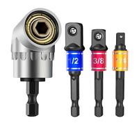 Adaptateur de visseuse d'angle à 105°, embout de perçage angulaire, embout de visseuse sans fil, foret à angle droit, adaptateur de douille hexagonale 1/4", 3/8", 1/2", porte-embout d'angle