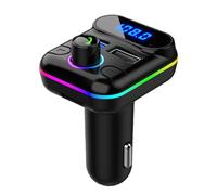 Adaptateur De Voiture Blue-Tooth, Transmetteur FM Blue-Tooth pour Lecteur MP3 De Voiture | Voiture Blue-Tooth Émetteur Appels Mains Libres, Deux Ports USB | Lumière Ambiante À Sept Couleurs