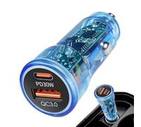 Adaptateur de voiture rapide : port USB PD de 48 W, intelligent, transparent, appareil compact à charge rapide | haute vitesse pour téléphone de voiture