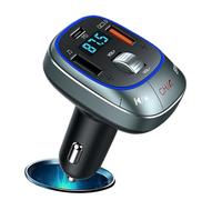Adaptateur de voiture sans fil émetteur FM - Appareil compact pour véhicule - Lecteur MP3 USB - Chargeur rapide - Accessoire audio de voyage avec double de charge pour la lecture de musique
