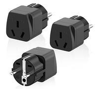 Adaptateur de Voyage 3 pièces Australie vers UE, Adaptateur de Prise Schuko Chine vers UE, Prise de Voyage, Prise Australie/Chine/Nouvelle-Zélande et Fidji vers l'allemand, (Noir)
