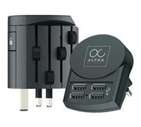 Adaptateur de Voyage 4 USB Alpha Prises Universel Skross Noir Noir