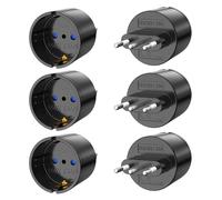 Adaptateur de Voyage, 6 pièces Europe/Allemagne vers Italie, Adaptateur de Prise Type L, Prise de Voyage pour Italie, Syrie, Uruguay, Chili, Maldives - Noir