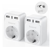 Adaptateur de Voyage Adaptateur Australie Prise Allemagne Adaptateur de Voyage avec 2 Prises USB 1USB C (3A) Type I pour Chargeur Mural Nouvelle-Zélande, Australie, Chine et Argentine (2 pièces)