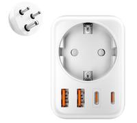 Adaptateur de Voyage, Adaptateur Prise Inde,5 en 1 Adaptateur Voyage France vers Inde avec 1 AC & 2 USB-C & 2 USB-A pour Inde, Sri Lanka, Népal, Congo Adaptateur de Voyage, Adaptateur Type D