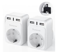 Adaptateur de Voyage Adaptateur UK Angleterre Allemagne Prise Adaptateur de Voyage UK avec 2 Prises USB 1USB C (3A) Adaptateur de Type G pour UK Irlande Chargeur Mural Station (2 pièces)