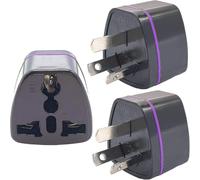 Adaptateur de voyage Australie-Nouvelle-Zélande (lot de 3) - Prise de type I, 3 broches vers prise universelle à 3 broches