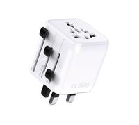 Adaptateur de voyage avec prises UE, Royaume-Uni, États-Unis et Australie - Blan