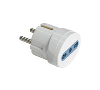 Adaptateur de Voyage/Domestique de Type By-Pass 2P+T 10A 16A à Prise Schuko Type F 16A 2 broches, Taille Compacte 3,5 cm (1 Pièce, Blanc)