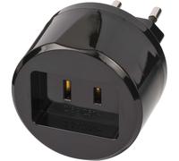 Adaptateur de Voyage États-Unis vers Europe avec Fusible 2.5A Noir