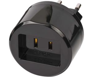 Adaptateur de Voyage États-Unis vers Europe avec Fusible 2.5A Noir