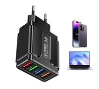 Adaptateur de voyage européen | 3,1 A 4 ports Chargeur USB européen rapide, station de charge rapide, accessoire portable pour téléphone portable pour la maison, hommes et femmes