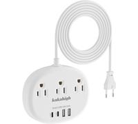 Adaptateur de voyage européen avec USB-C, 3 prises secteur et 4 ports USB, convertisseur Type C pour les États-Unis vers l'UE, l'Islande,