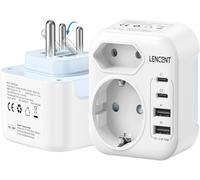 Adaptateur de Voyage France vers Inde avec 2 USB-C et 2 USB-A,Adaptateur Type D 6 en 1 Adaptateur Prise Indienne Pliable pour Sri