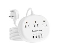 Adaptateur de voyage Irlande UK - Adaptateur de prise US vers Royaume-Uni - Adaptateur de voyage de type G avec 3 prises 4 USB (2 USB C) - Câble d'extension de 5