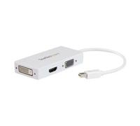 StarTech.com Adaptateur de voyage Mini DisplayPort vers VGA / DVI / HDMI - Convertisseur vidéo 3-en-1 - Blanc