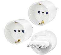 Adaptateur de Voyage, Pack de 3 Adaptateur de Prise de Voyage DE vers IT 2 Broches Europe vers 3 Broches Italie Prise Type L Adaptateur Schuko UE vers Italie Chili, Blanc