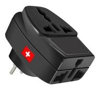 Adaptateur de Voyage Prise Type J Suisse 3 sorties Universelles Noir