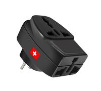 Adaptateur de Voyage Prise Type J Suisse 3 sorties Universelles Noir