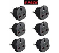 Adaptateur de Voyage - Q4U - Lot de 6 - UK vers EU - Noir - Prise Femelle