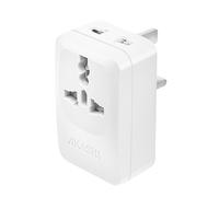Adaptateur de Voyage Royaume-Uni avec USB et USB C 15W Blanc