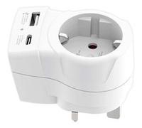 Adaptateur de Voyage Royaume Uni Type G avec USB-A USB-C 20W Skross Blanc Blanc