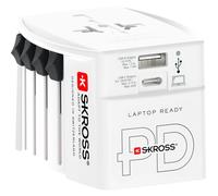 Skross Adaptateur de voyage MUV USB AC65PD – Câble Type‑C 160 cm – 65W, Type A & C, 2 pôles