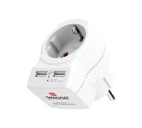 Adaptateur de voyage - SKROSS - Europe vers Europe + 2 USB - Blanc - Universel - Prise Shuko