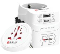 Adaptateur de voyage SKROSS Monde vers monde + 1 USB A + 1 USB C