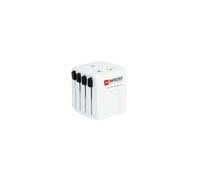 Adaptateur de voyage SKROSS World Adapter MUV Micro 2,5 A Blanc, système coulissant 220+ destinations sans conversion de tension