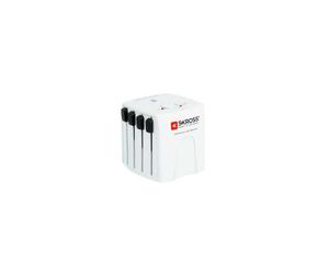 Adaptateur de voyage SKROSS World Adapter MUV Micro 2,5 A Blanc, système coulissant 220+ destinations sans conversion de tension
