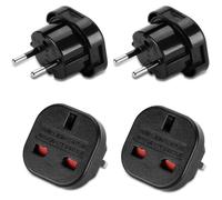 Adaptateur de voyage - UK Type G vers EU Type C - Pack 2 - Noir - Compact, certifié CE