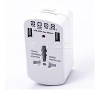 ADAPTATEUR DE VOYAGE UNIVERSEL 2500W AVEC 2 PRISES USB ET PROTECTION CONTRE LES