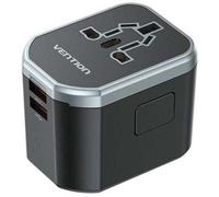 adaptateur de voyage universel 3 ports USB (C + A + A) (20 W/18 W/18 W) Noir