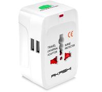 Adaptateur de voyage universel AKASHI ALTWP 200 WH 2 ports USB-C USB-A 2,4 A Blanc