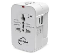 Adaptateur de voyage universel avec 1 USB et 1 USB C, PIGADA TA02, adaptateur de voyage international pour l'Allemagne, États-Unis, Angleterre, Italie, Australie