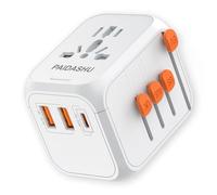 Adaptateur de Voyage Universel avec PD20W, 2 USB 1 USB C et 1 AC, Adaptateur Universel pour l'Allemagne, États-Unis, Angleterre, Italie, Australie