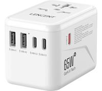 Adaptateur De Voyage Universel Chargeur International Gan Iii 45W Avec 3 Ports Usb & Charge Rapide Type C Adaptateur Mondial Pour Iphone, Ordinateur Type A C G I Usa/Uk/Eu/Us Blanc[Z5387]