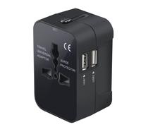 Adaptateur de voyage universel, double port de charge USB pour appareils USA/EU/UK/AU, compact et portable grâce à sa conception tout-en-un,