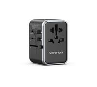 Adaptateur de voyage universel GaN 4 ports USB (2×USB-C + 2×USB-A) 65W Noir