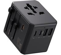 Adaptateur de voyage universel - LEVYS - 3 USB-C + 2 USB-A - Charge rapide 45W - Technologie GaN - 212 pays compatibles